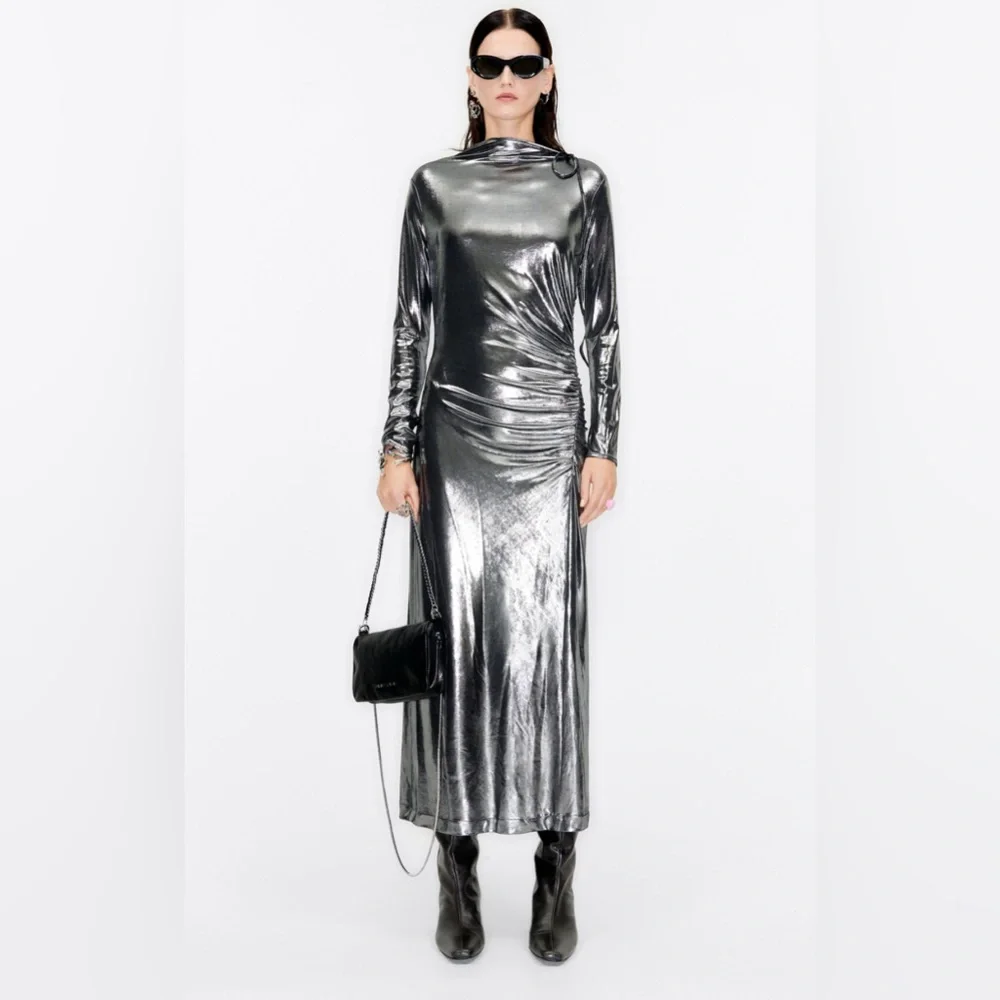 BIMBA Y LOLA
LONG METALLIC SILVER DRESS SIZE XS - Picture 1 of 6